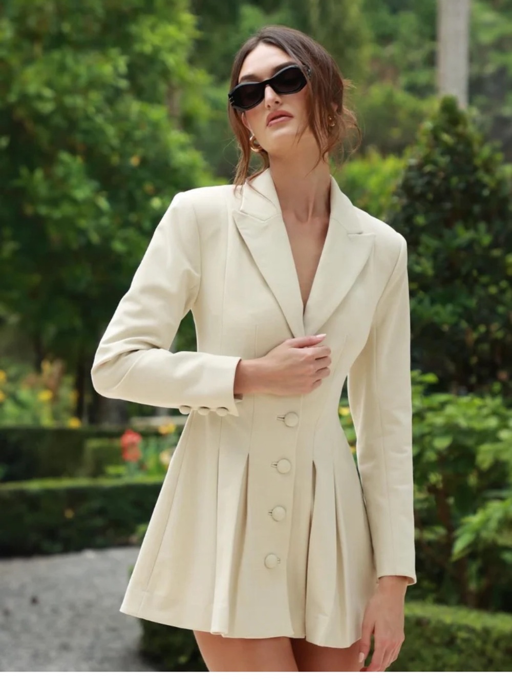 Camila Coelho Cream Tailored Blazer Dress